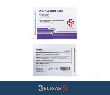 Beligas 70% Alcohol Pads – 100 Pads Per Box