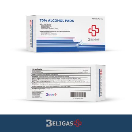 Beligas 70% Alcohol Pads – 50 Pads Per Box